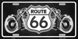 Route 66 With Bikes Metal Novelty License Plate