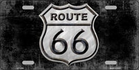 Route 66 Black & White Novelty Metal License Plate