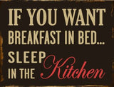 Breakfast In Bed Metal Novelty Parking Sign