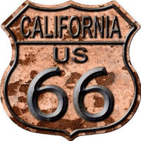 California Route 66 Rusty Metal Novelty Highway Shield