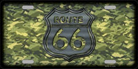 Route 66 Camouflage Novelty Metal License Plate