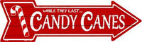 Candy Canes Novelty Metal Seasonal Arrow Sign
