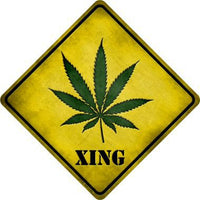 Cannabis Xing Novelty Metal Crossing Sign
