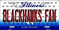 Chicago Blackhawks NHL Fan Illinois State Background Novelty Metal License Plate