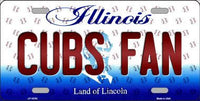 Cubs Chicago MLB Fan Illinois Novelty State Background Metal License Plate