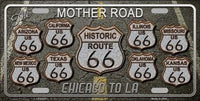 Route 66 Black Top Chicago to L. A. Metal Novelty License Plate