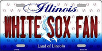 Chicago White Sox MLB Fan Illinois Novelty State Background Metal License Plate