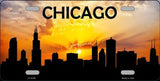 Chicago City Silhouette Metal Novelty License Plate