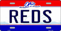 Cincinnatti Reds Ohio State Background Novelty Metal License Plate