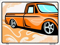Classic Orange Truck Metal Novelty Parking Sign