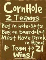 Cornhole Rules Metal Novelty Parking Sign
