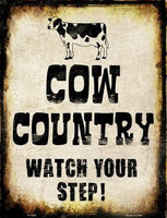 Cow Country Metal Novelty Parking Sign