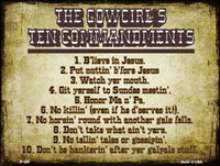 Cowgirls Ten Commandments Horizontal Metal Novelty Parking Sign