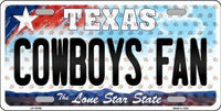 Dallas Cowboys NFL Fan Texas State Background Novelty Metal License Plate