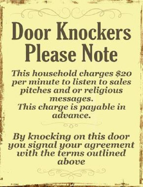 Door Knockers Metal Novelty Parking Sign