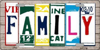 Family License Plate Art Wood Pattern Metal Novelty License Plate
