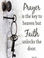 Faith Unlocks The Door Metal Novelty Parking Sign