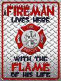 Fireman Metal Novelty Parking Sign