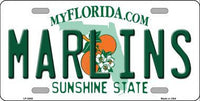 Miami Marlins Florida State Background Metal Novelty License Plate