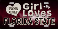 This Girl Loves Florida State Novelty Metal License Plate