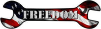 Freedom With American Flag Novelty Metal Seasonal Wrench Sign