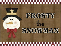 Frosty Snowman Metal Novelty Seasonal Parking Sign