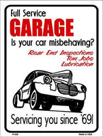 Full Service Garage Metal Novelty Parking Sign