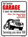 Full Service Garage Metal Novelty Parking Sign