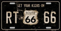 Route 66 Get Your Kicks Metal Novelty License Plate