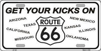 Get Your Kicks On 66 Novelty Metal License Plate