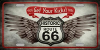 Get Your Kicks Metal Novelty License Plate