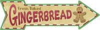 Gingerbread Novelty Metal Seasonal Arrow Sign