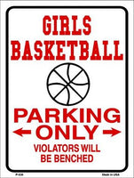 Girls Basketball Parking Only Metal Novelty Parking Sign