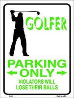 Golfer Parking Only Male Metal Novelty Parking Sign