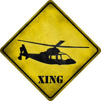 Helicopter Xing Novelty Metal Crossing Sign