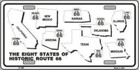 Route 66 Historic States Novelty Metal License Plate