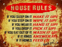 House Rules Metal Novelty Parking Sign