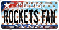 Houston Rockets NBA Fan Texas Novelty State Background Metal License Plate