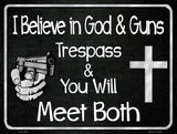 God And Guns Metal Novelty Parking Sign