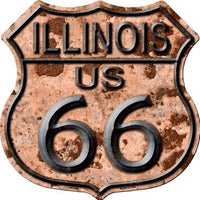 Illinois Route 66 Rusty Metal Novelty Highway Shield