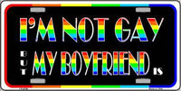 I'm Not Gay But My Boyfriend Is Pride Metal Novelty License Plate