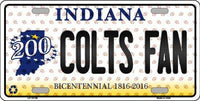 Indianapolis Colts 200 NFL Fan Indiana State Background Novelty Metal License Plate