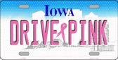 Drive Pink Iowa Novelty Metal License Plate