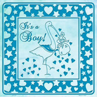Its A Boy With Stork Novelty Metal Square Sign