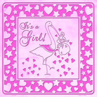 Its A Girl With Stork Novelty Metal Square Sign