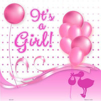 Its A Girl With Balloons Novelty Metal Square Sign
