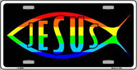 Jesus Fish Rainbow Pride Metal Novelty License Plate