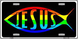 Jesus Fish Rainbow Pride Metal Novelty License Plate