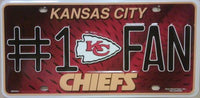 Kansas City Chiefs #1 Fan Novelty Metal License Plate