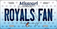 Kansas City Royals MLB Fan Missouri State Background Novelty Metal License Plate